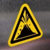 "Active Volcano Hazard" Safety Sign – ANSI/ISO W075