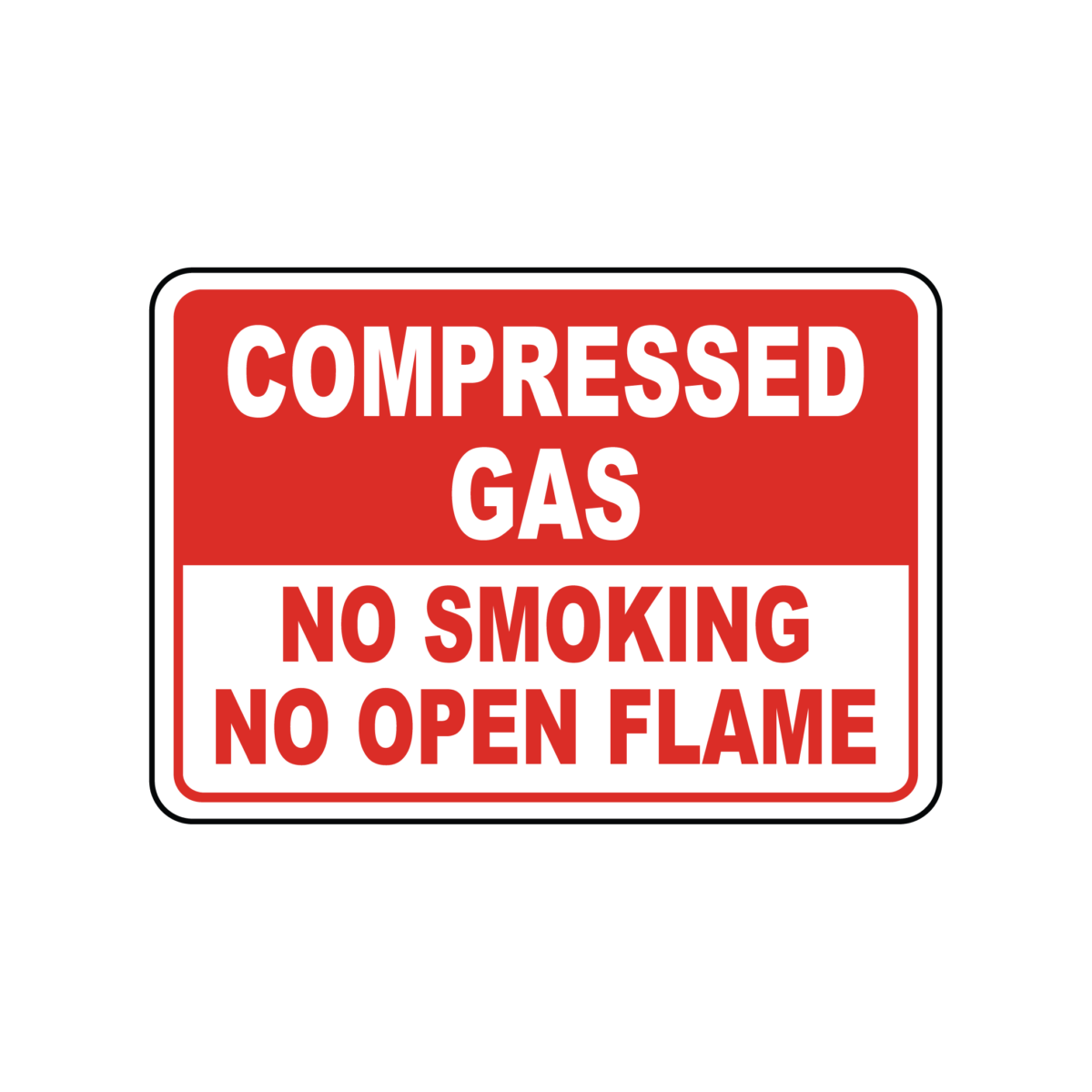 COMPRESSED GAS: No Smoking / No Open Flame - Safety Sign
