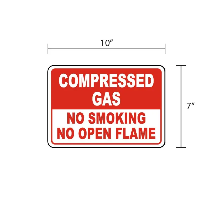 COMPRESSED GAS: No Smoking / No Open Flame - Safety Sign