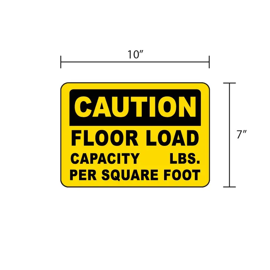 CAUTION: FLOOR LOAD CAPACITY - Safety Sign