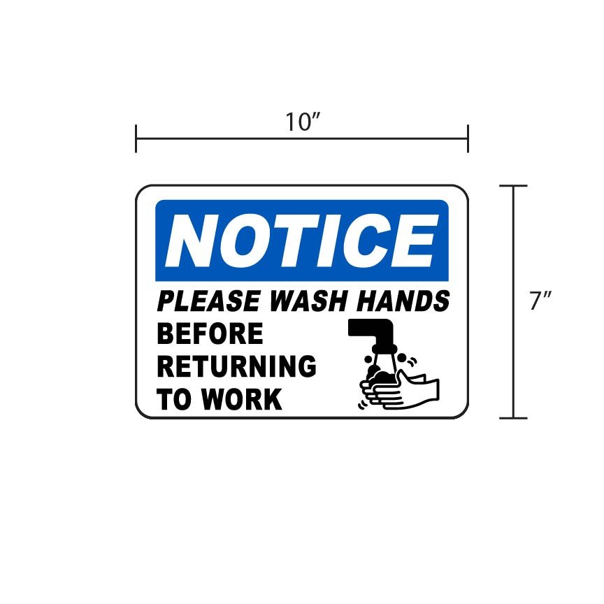 Wash Hands NOTICE: PLEASE WASH HANDS Before Returning To Work